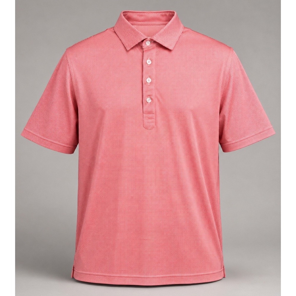 Collars and Co Polo Shirt Mens 2XL Red Houndstooth Performance Dress Collar
